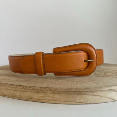 Vintage 90s Orange Genuine Leather Belt Size XS to Small 