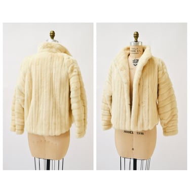 80s 90s Vintage Cream White Mink Fur Coat Jacket Medium Larry Weinstien // 80s Vintage Fur Coat Cream White Wedding Fur Coat Jacket 