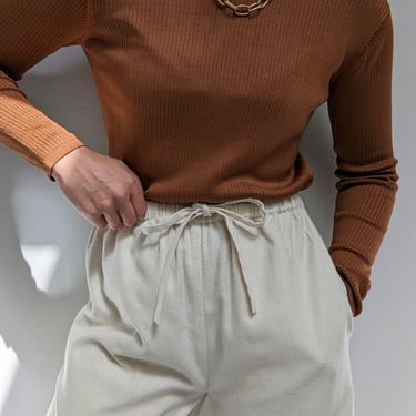 Vintage Hazelnut Ribbed Silk Long Sleeve