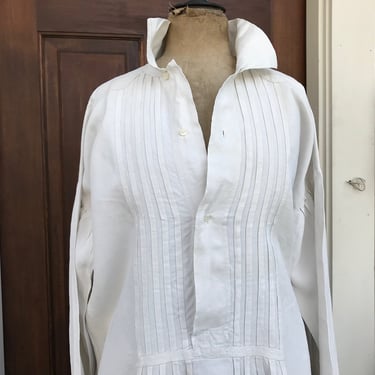 19th C French Linen Night Shirt, Gets Chemise, Work Shirt, French Farmhouse 