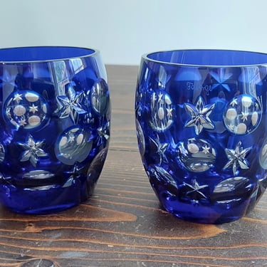 Faberge Na Zdorovye Blue Old Fashion Glasses 