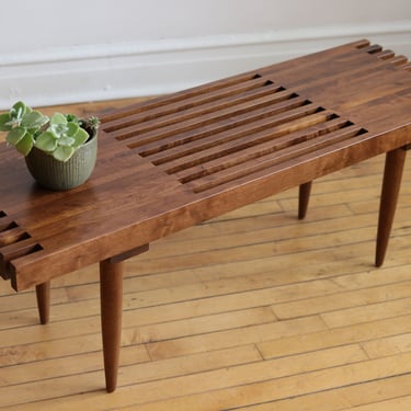 Handmade MCM Inspired 4' Cherry Slat Bench Coffee Table "Prairie" - FREE SHIPPING - Made in U.S.A. 