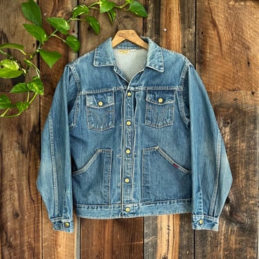 Vintage 50s 60s Big Smith Buckaroo Pleated Denim Jacket Size M to L 