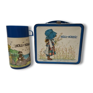Vintage Holly Hobbie Lunch Box + Thermos, Aladdin Industries, 1970s American Greetings Corp., Prairie Girl, Cottagecore, Vintage Lunchbox 