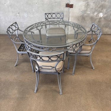 Five Piece Cast Aluminum Patio Table & Chairs