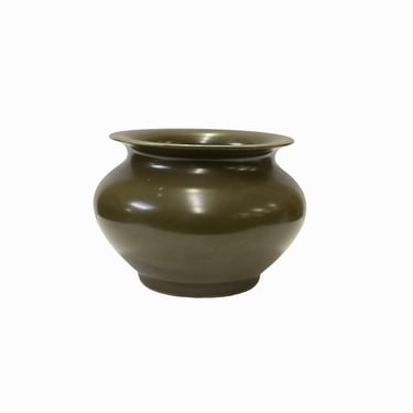 Chinese Handmade Dark Olive Army Green Ceramic Accent Bowl Holder ws3402E 