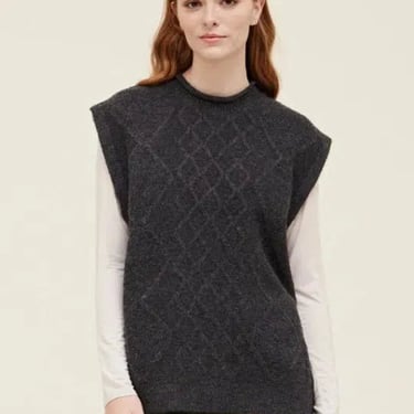 Grade & Gather - Cable Sweater Vest - Coal