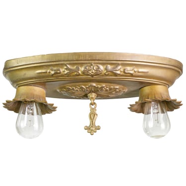 Neoclassical Brass 2 Down Light Flush Mount Ceiling Fixture