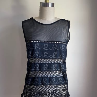 Vintage | Moschino | Embroidered Mesh and Crochet Top 