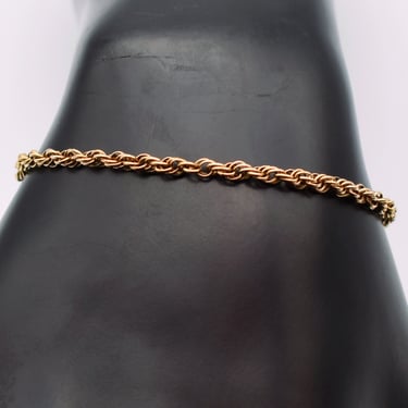 Classic 60's gold filled metal rope chain bracelet, detailed 1/20 12kt GF mid-century stacking bracelet 