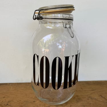 Vintage Triumph Cookie Canister Made In France, 3 L, Glass Cookies Jar With Wire Bale Lid, Cookie Lover 