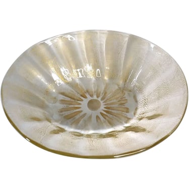 Vintage Large Italian Murano Archimede Seguso Gold Leaf Glass Center Bowl 