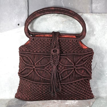 Vintage Macrame Handbag | Boho Chic Woven Back | Vintage Purse | Vintage Fashion Accessories | Bixley Shop 