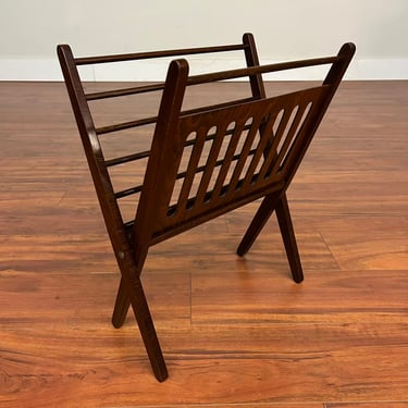 Vintage Solid Wood Folding Magazine Rack