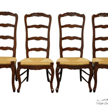 Set of 4 VINTAGE ANTIQUE Country Style Rush Seat Ladderback Dining Side Chairs 