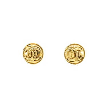 1994 Chanel Oversized Logo Button Earrings