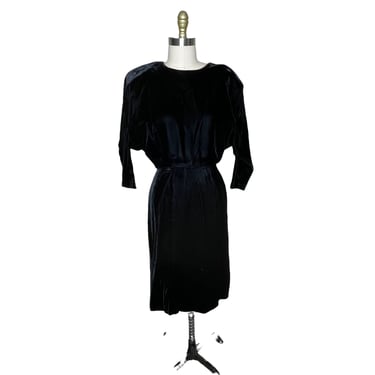 Vintage Susan Roselli for Vijack Black Velvet Batwing Open Back Evening Dress, Size 12 