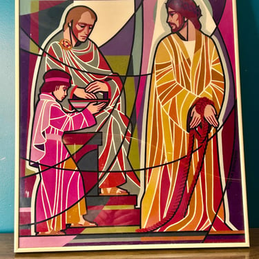 First Station Of The Cross Print Virginia Broderick Vintage Art Retro Jesus 