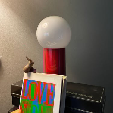 Red Bubble Can Desk Lamp like Bill Curry Designline Vintage Mid-Century Modern 