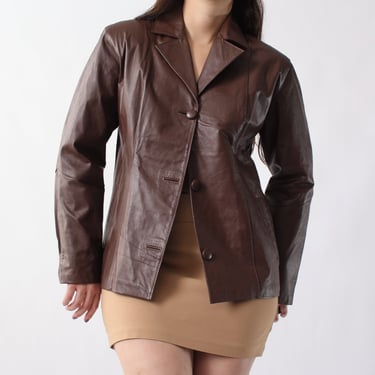 Vintage Chocolate Leather Blazer