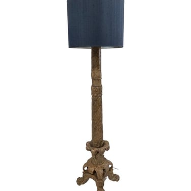 Vintage Italian Baroque Style Hand Carved Wood Floor Lamp 