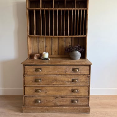 Antique Pine Mail Sorter Hutch 