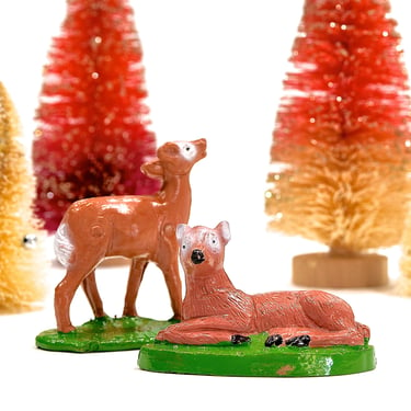 VINTAGE: 2 Plastic Deers - Deer Figurines - Christmas Decor - Home Decor - SKU 15-D2-00017634 