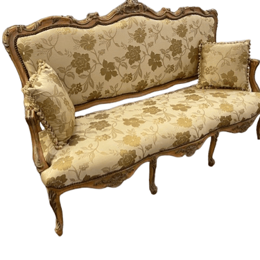 French Silk Embroidered Three Seater Upholstered Settee Sofa DS227-16