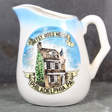 Vintage Betsy Ross House Souvenir Ceramic Creamer | Vintage Philadelphia Pennsylvania Souvenir | Revolutionary War Landmark 
