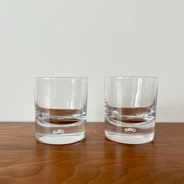 Set of 2 Vintage Kosta of Sweden Pippi Double Old Fashioned Cocktail Glasses - 7oz - 3 1/2