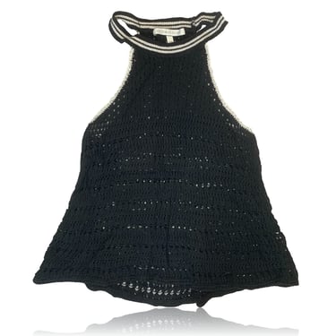 90s High Neck Choker Halter Top // Black Crochet // Victoria's Secret // Size Small 