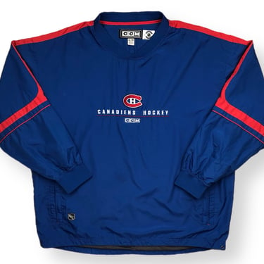 Vintage 90s CCM Montreal Canadians Hockey NHL Windbreaker Jacket Pullover Size XXL 