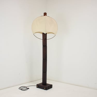 Midcentury Wood Floor Lamp, 1970s / Brown colour / Beige Colour / Vintage Lamp / 