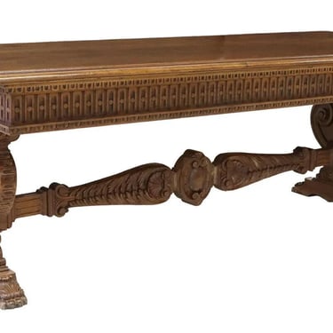 Antique Table, Monumental Renaissance Revival Walnut, Volute Support, 1800s!!
