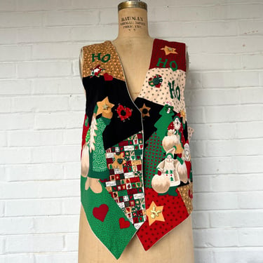 Size L/XL Handmade Holiday Patchwork Vest 