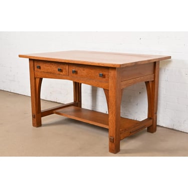 Limbert Antique Mission Oak Arts & Crafts Writing Desk or Library Table, Circa 1910