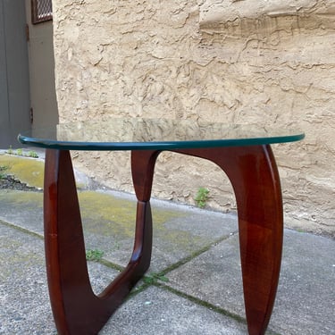 Mid century end table Danish modern glass top end table Noguchi side table 
