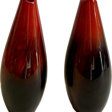 Pair of Antique Royal Doulton Rouge Flambé Vases 