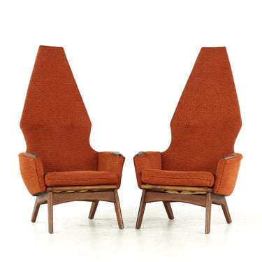 Adrian Pearsall for Craft Associates 2056-C High Back Lounge Chairs - Pair - mcm 