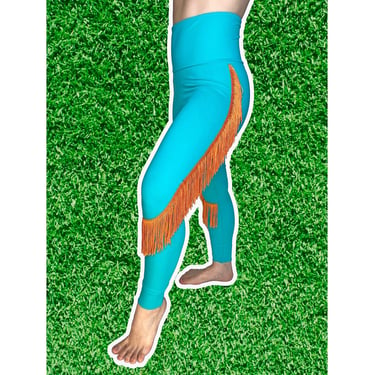 Miami Dolphins Leggings- Dolphins Fringe Leggings-Dolphins Football Leggings-Yoga Leggings-Fringe Leggings-Drag Queen Costume 