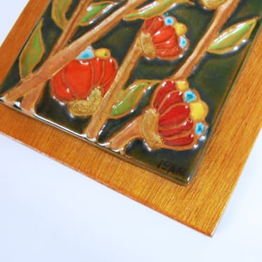 Signed Enamel Wall Hanging Flowers 