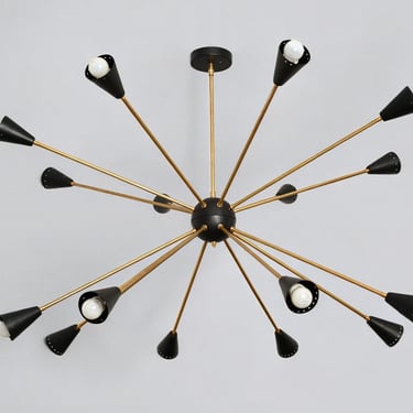 Mid Century STILNOVO STYLE Huge sputnik CHANDELIER with 16 lights 