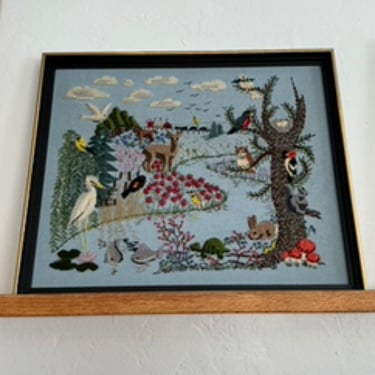 Blue Embroidered Animals