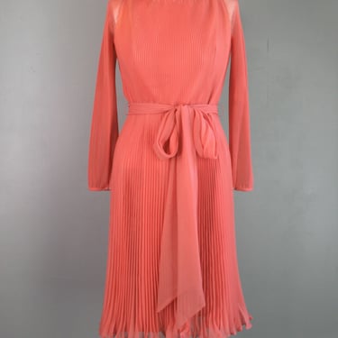 1970s Miss Elliette - Perma Pleated - Chiffon Cocktail Dress - Pair with bold golds 