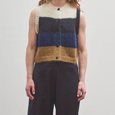 Cordera Mohair Striped Waistcoat, Brown Multi