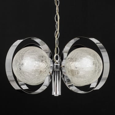 Italian Modern Chrome Ring Chandelier
