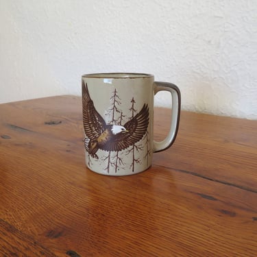 Vintage Otagiri Coffee Mug 70's Stoneware Look Japan Eagle 