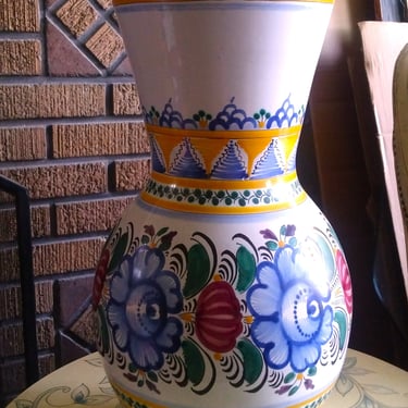 VINTAGE Modra Kremika Vase, Scandinavian Extra Large Vase, Hand Painted Clay Vase, Signed Vase, Home Decor 