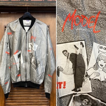 Vintage 1980’s New Wave Model Photos Tyvek “Paper” Bomber Jacket, 80’s New Wave Jacket, 80’s Model, 80’s Paper Jacket, Vintage Clothing 