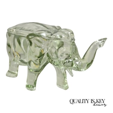 Vintage Blown Glass Consolidated Glass 15&quot; Elephant Candy Trinket Dish with Lid